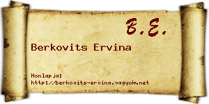 Berkovits Ervina névjegykártya